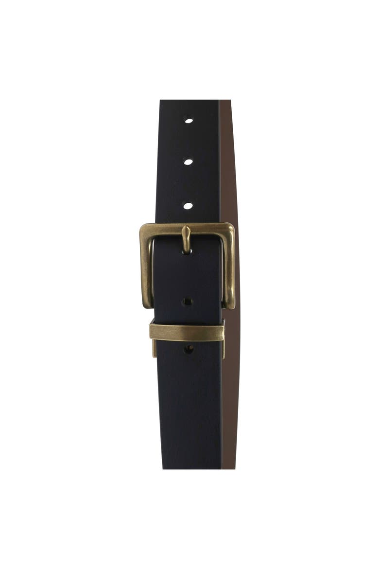 Mens Reversible Cut Edge Leather Belt, Alternate, color, Black