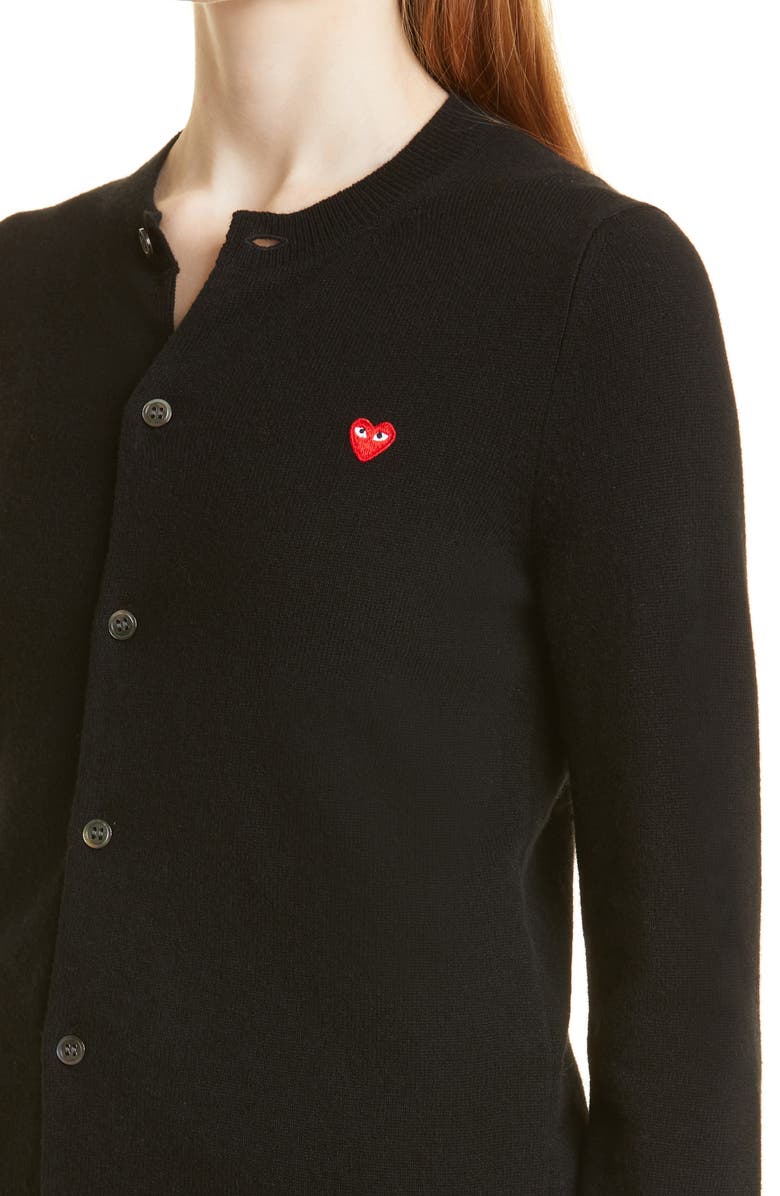 Comme des Garçons PLAY Heart Wool Cardigan, Alternate, color,