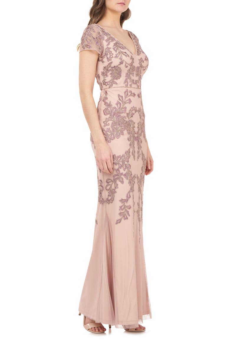 Beaded Mermaid Gown, Alternate, color, BLUSH