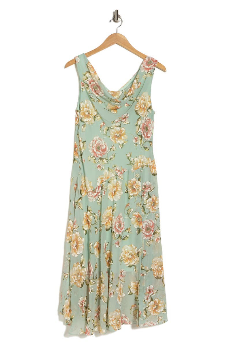 Robbie Bee Floral Sleeveless Chiffon Midi Dress, Alternate, color, 