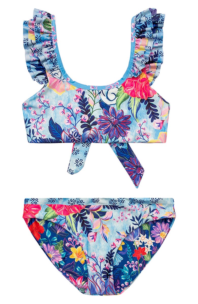 Agua Bendita Kids' Vessel Paris Two-Piece Swimsuit, Main, color, Blue Multicolor