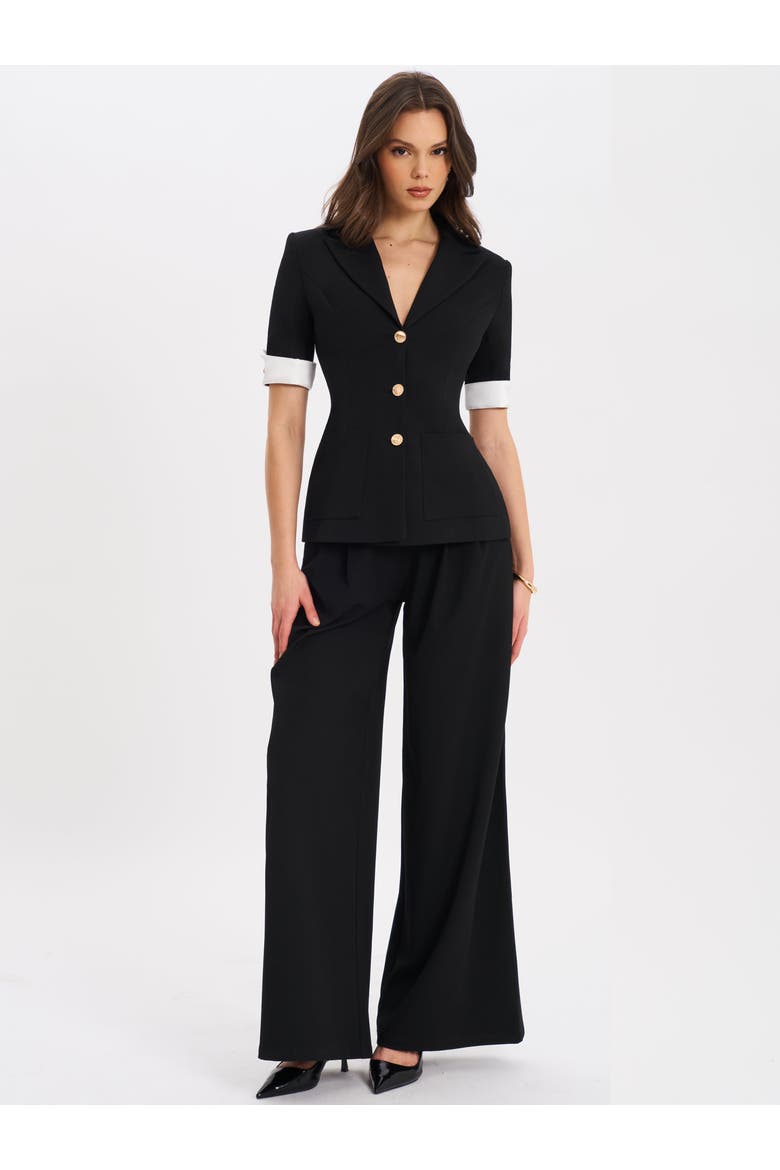 Aleeza Wide Leg Suit Pants, Alternate, color, Black