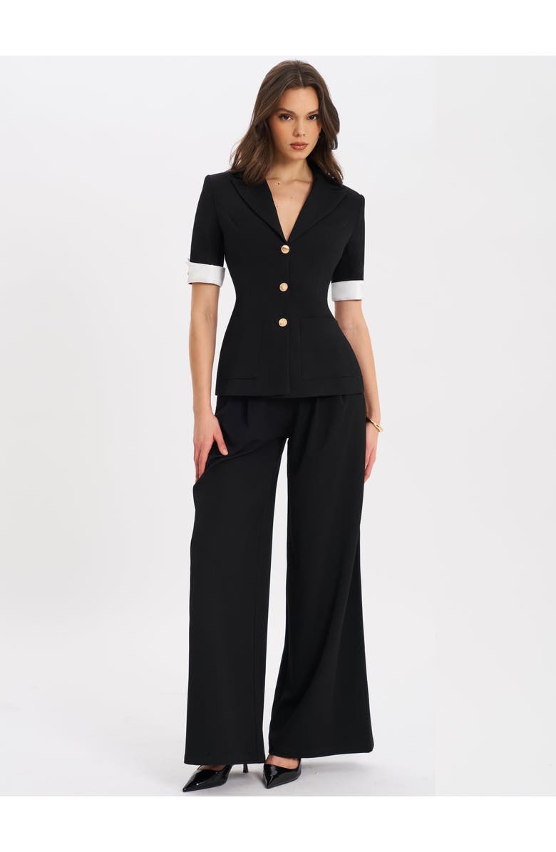 Miss Circle Aleeza Wide Leg Suit Pants, Alternate, color, Black
