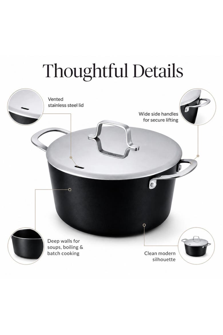 Maestro Ceramic Nonstick Stock Pot with Lid, 4.5-Qt., Alternate, color, Black
