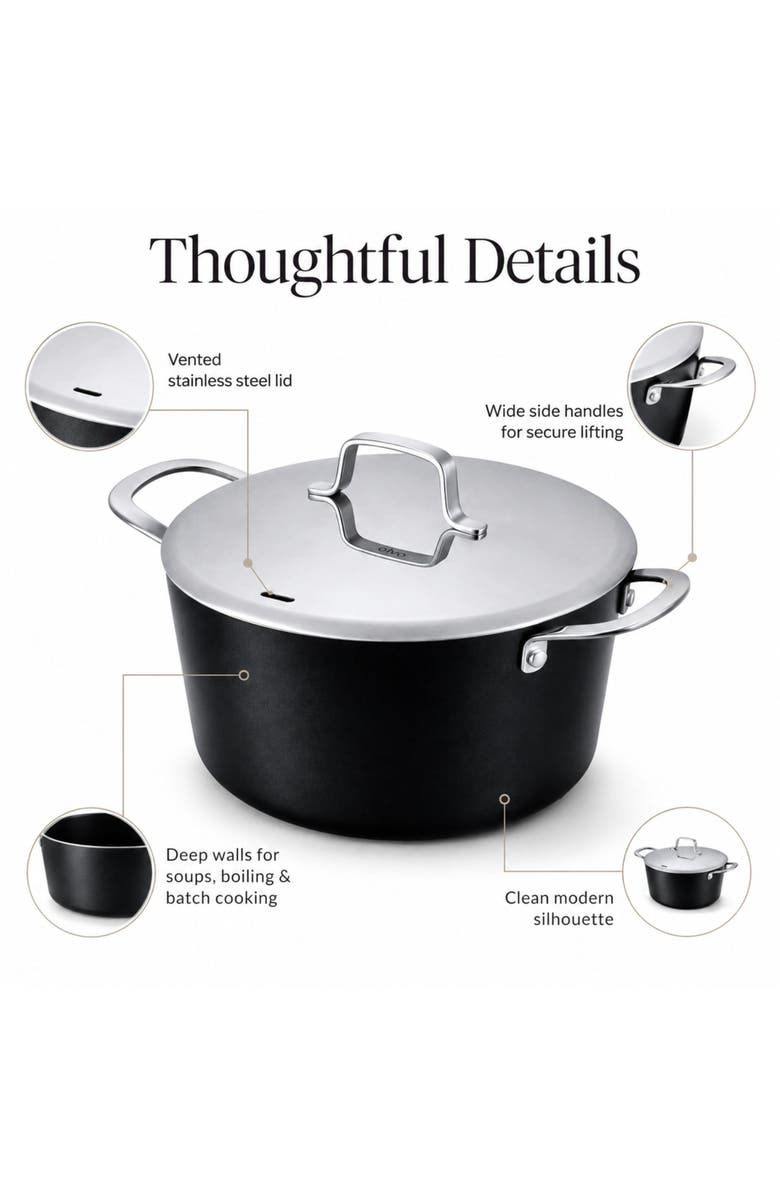 Alva Maestro Nonstick Stock Pot with Lid, Alternate, color, Black