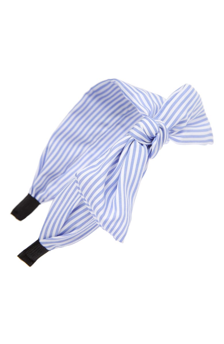Cara Pinstripe Bow Headband, Main, color,