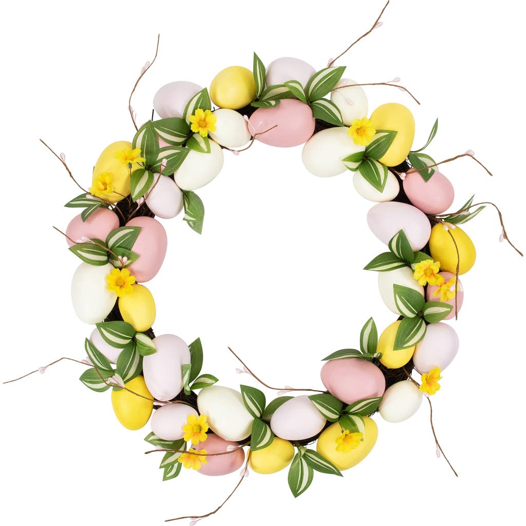 Northlight Easter Eggs And Flower Buds Artificial Wreath In Pink