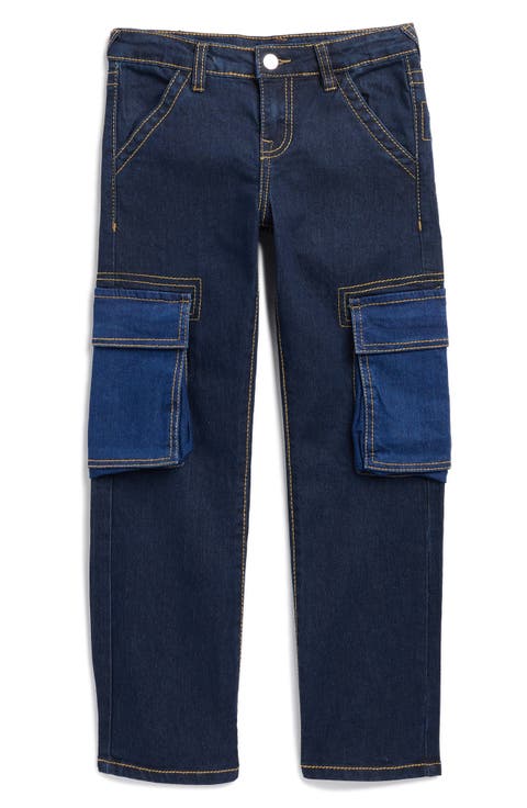 Kids' Cargo Pocket Jeans (Deep Blue) (Big Kid)