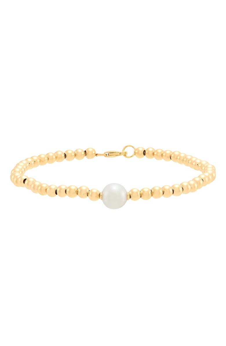 Frankie & Zoe 8mm Pearl Beaded Bracelet, Main, color, Yellow Gold