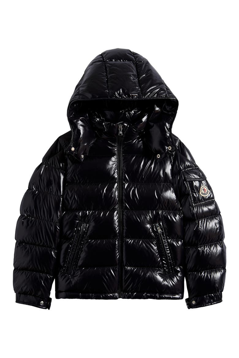 Kids' Maya Lacquered Nylon Down Puffer Jacket, Main, color, BLACK