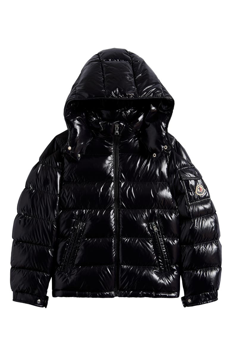 Moncler Kids' Maya Lacquered Nylon Down Puffer Jacket, Main, color, Black