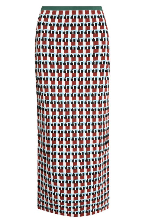 Raven Wool Jacquard Midi Skirt