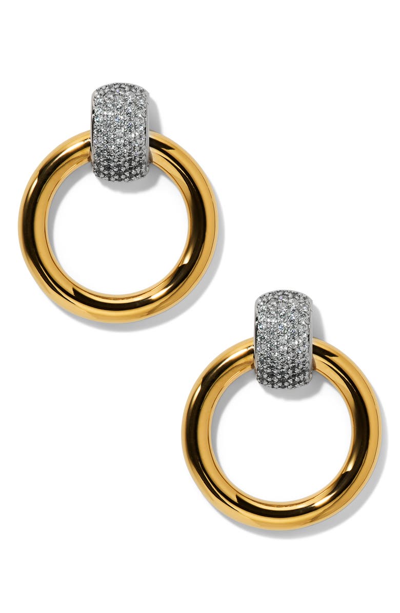 Nadri Gemini Two-Tone Pavé Door Knocker Earrings, Main, color, Gold