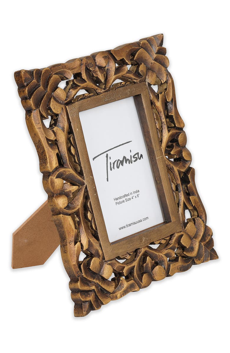 Tiramisu Artisanal Heritage Wood Carved Picture Frame, Alternate, color, Antique