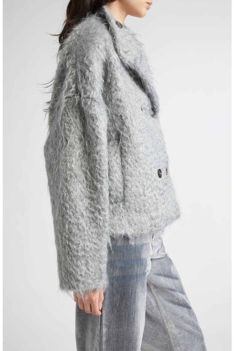 Double Breasted Faux Shearling Jacket, Alternate, color, 172 AQUA