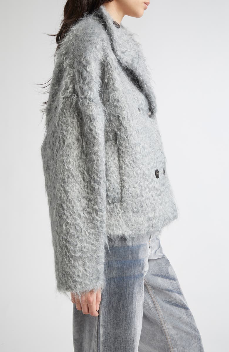 Eleventy Double Breasted Faux Shearling Jacket, Alternate, color, 172 Aqua