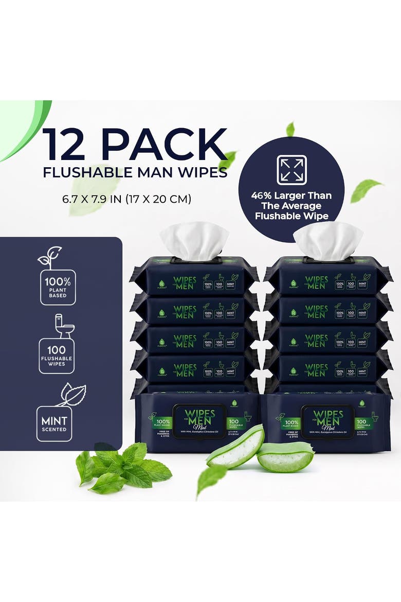 12 Pack of Flushable Wipes, Alternate, color, Black