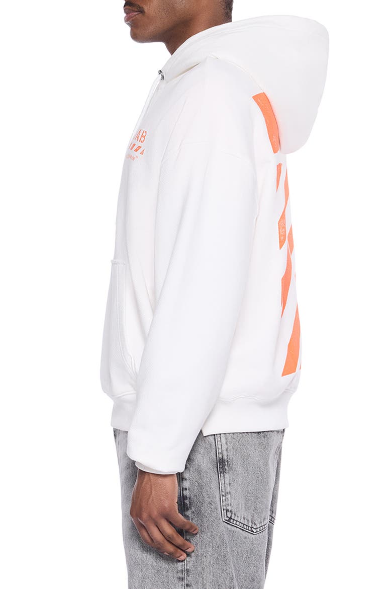 Diagonal Graphic Cotton French Terry Hoodie, Alternate, color, WHITE