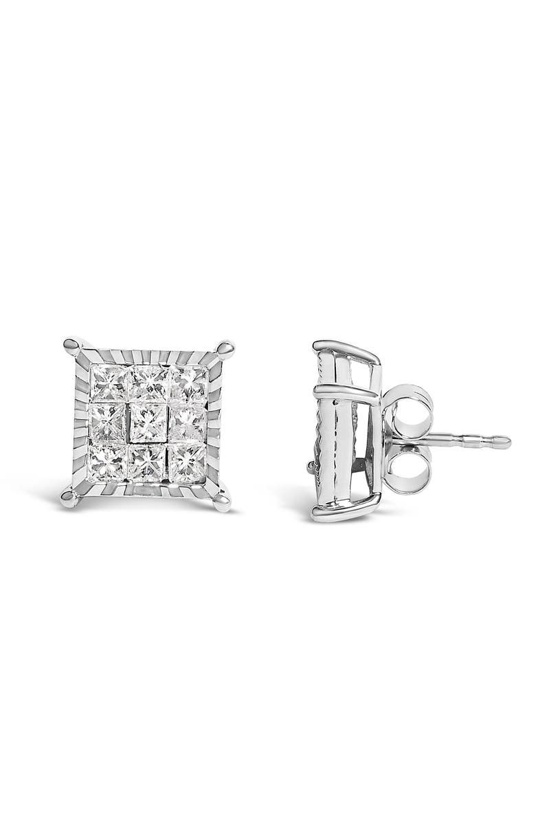 Haus of Brilliance Sterling Silver 1.0 Cttw Princess Diamond Composite Square Stud Earrings, Alternate, color, Silver