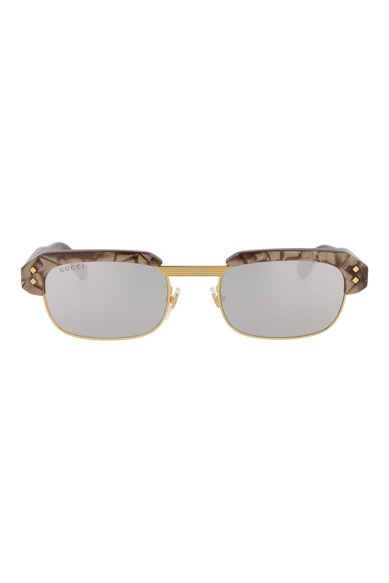 Novelty 52mm Rectangular Sunglasses, Main, color, BROWN BROWN SILVER
