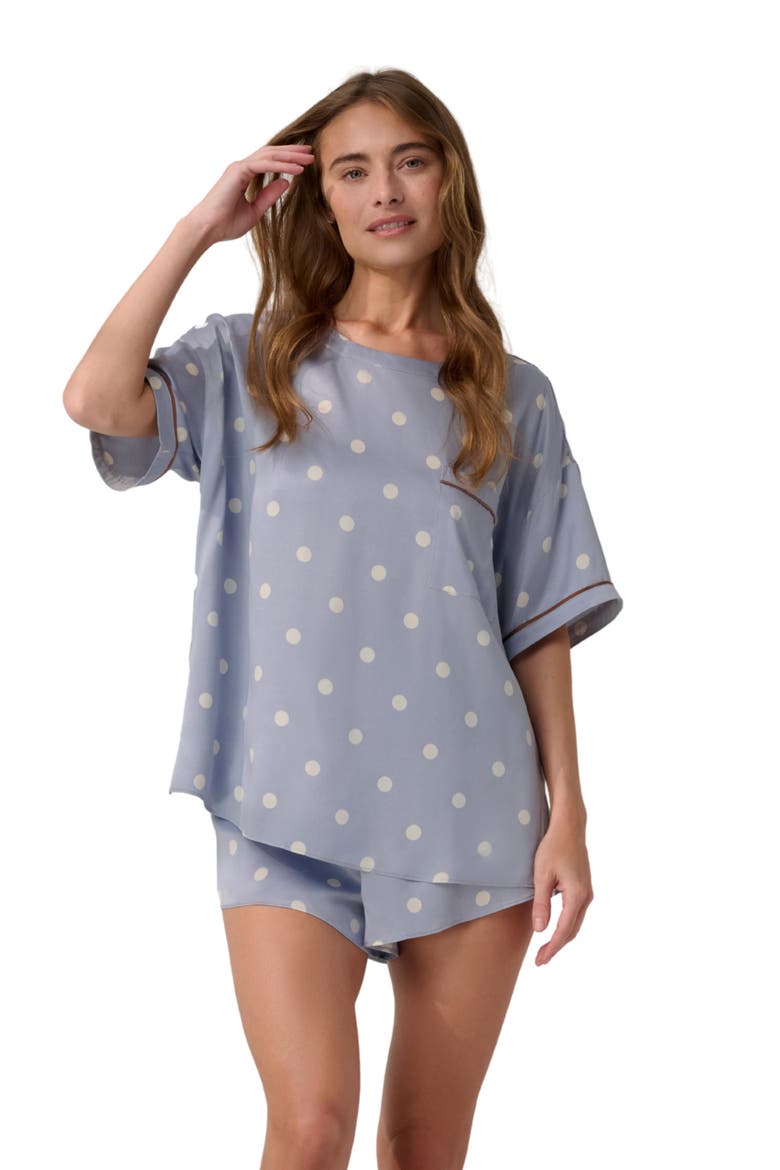Washable Silk Short Pajamas, Main, color, RIVIERA DOT/ ICED COFFEE