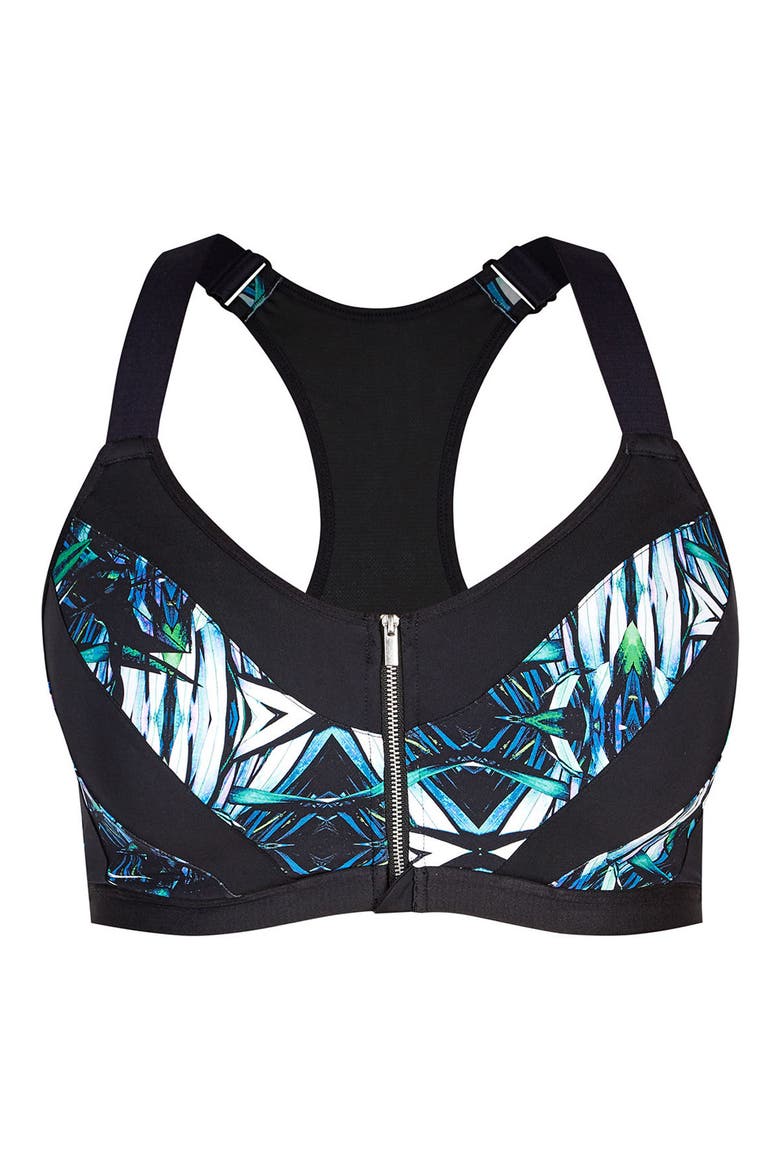 Kaleidoscope Contour Underwire Sports Bra, Alternate, color, BLACK PRINT