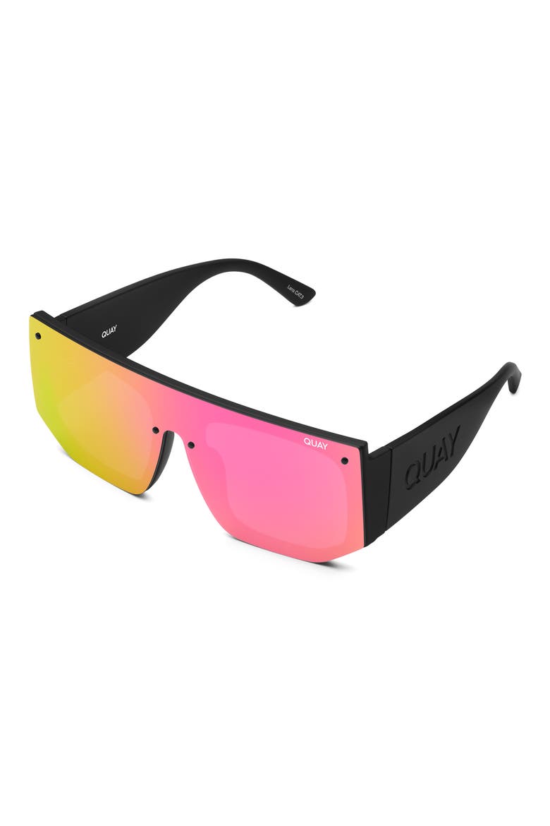 Australia Fully Booked 150mm Gradient Shield Sunglasses, Alternate, color, MATTE BLK/ PNK REVO