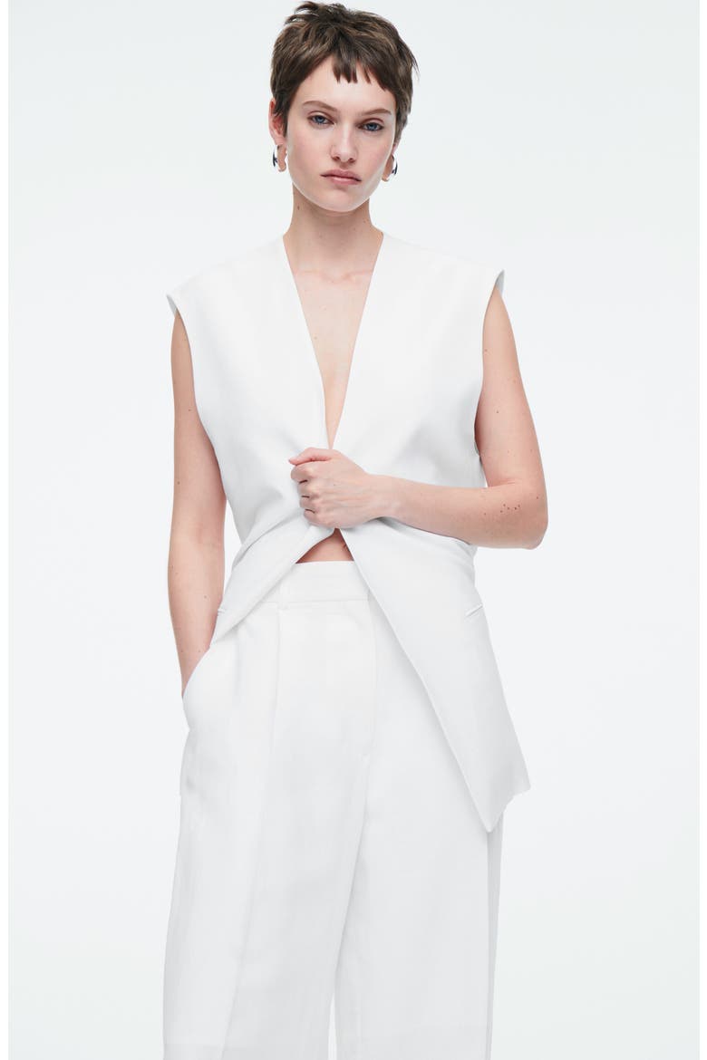 Tailored Wide Leg Pants, Alternate, color, WHITE DUSTY LIGHT