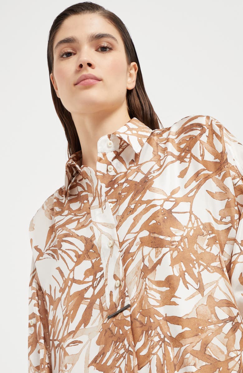 Brunello Cucinelli Herbarium Print chemisier dress, Alternate, color, 