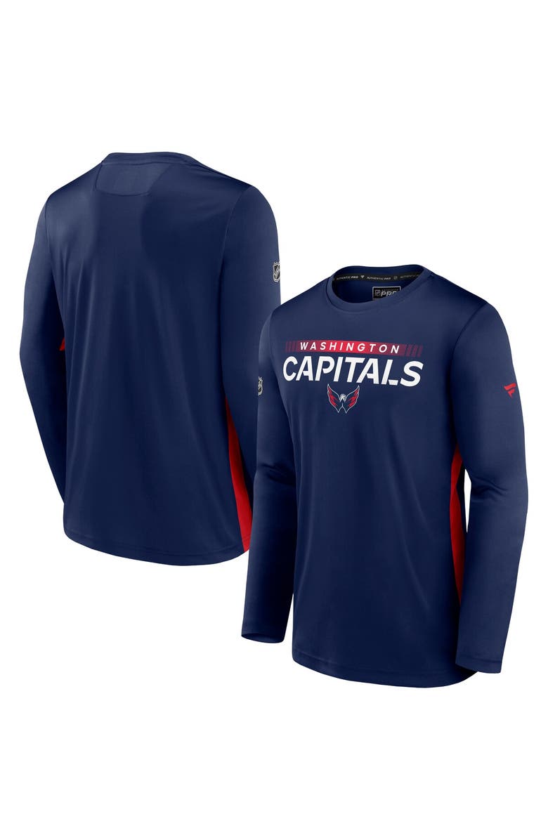 FANATICS Men's Fanatics Navy Washington Capitals Authentic Pro Rink Performance Long Sleeve T-Shirt, Alternate, color, 