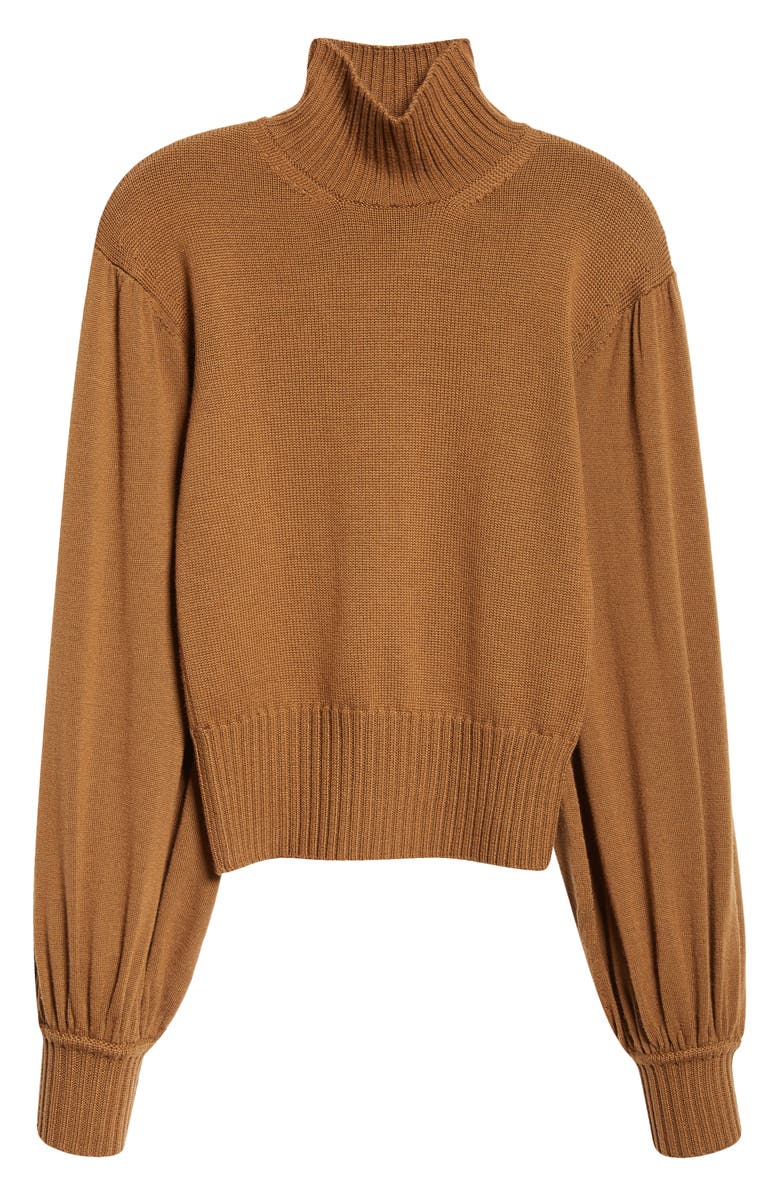 Max Mara Acume Crop Virgin Wool Turtleneck Sweater, Alternate, color,
