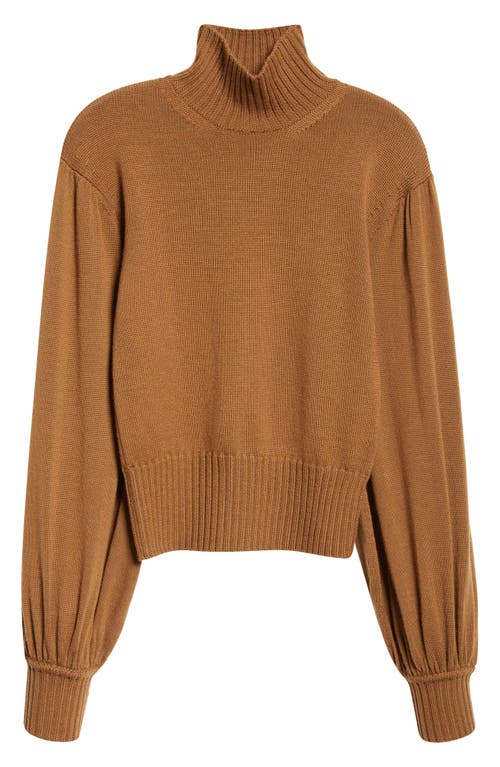 Max Mara Acume Crop Virgin Wool Turtleneck Sweater In Tobacco