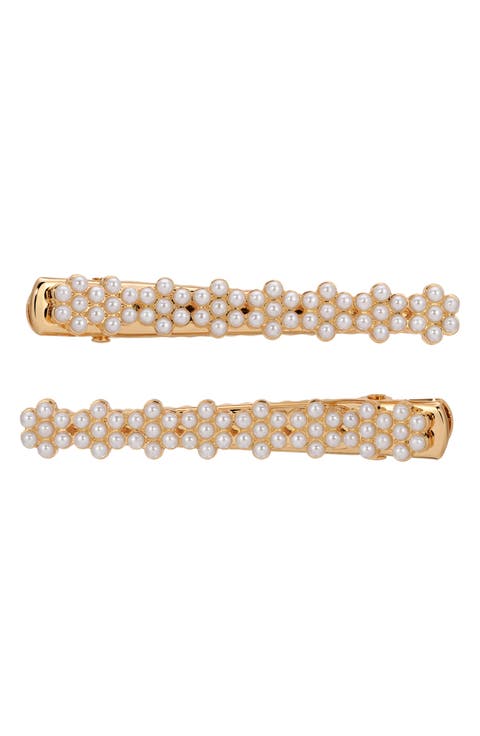 Set of 2 Imitation Pearl Cluster Hair Clips