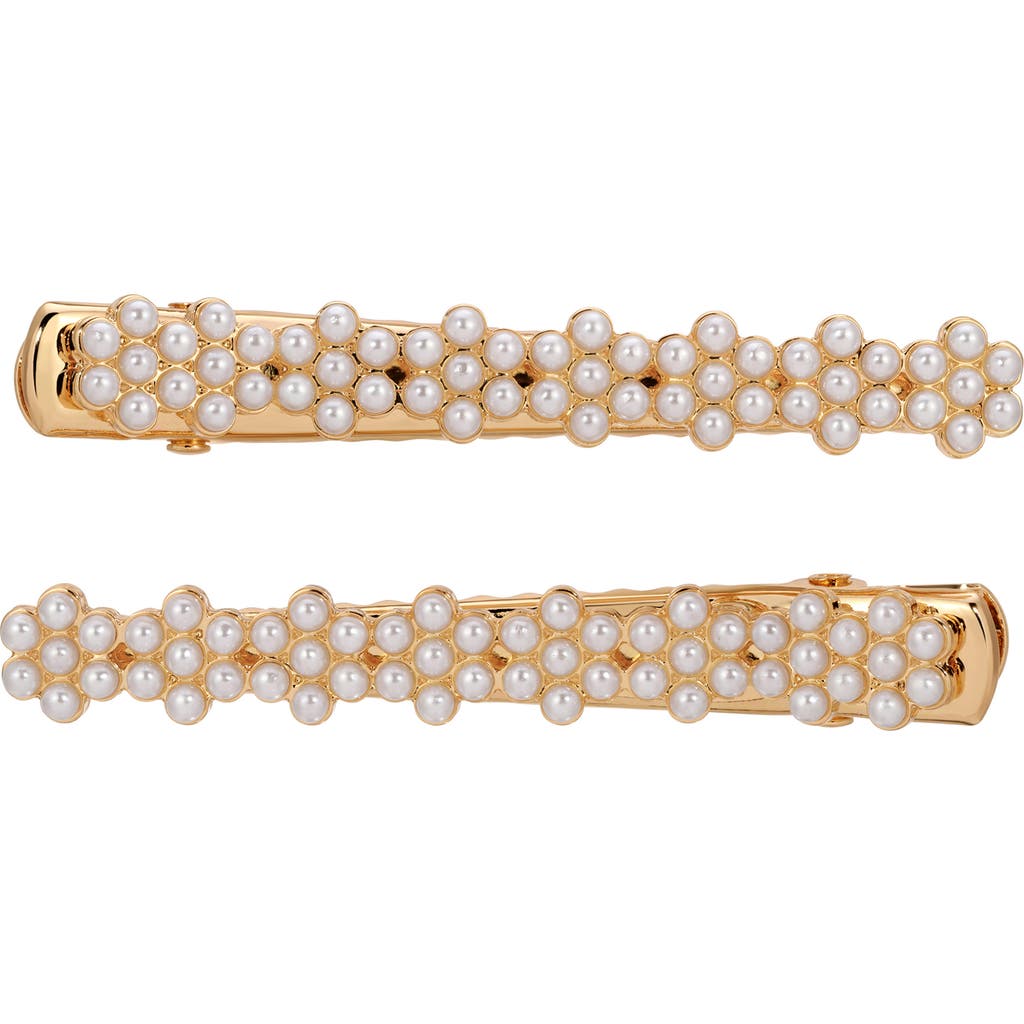 Ettika Set Of 2 Imitation Pearl Cluster Hair Clips In Gold
