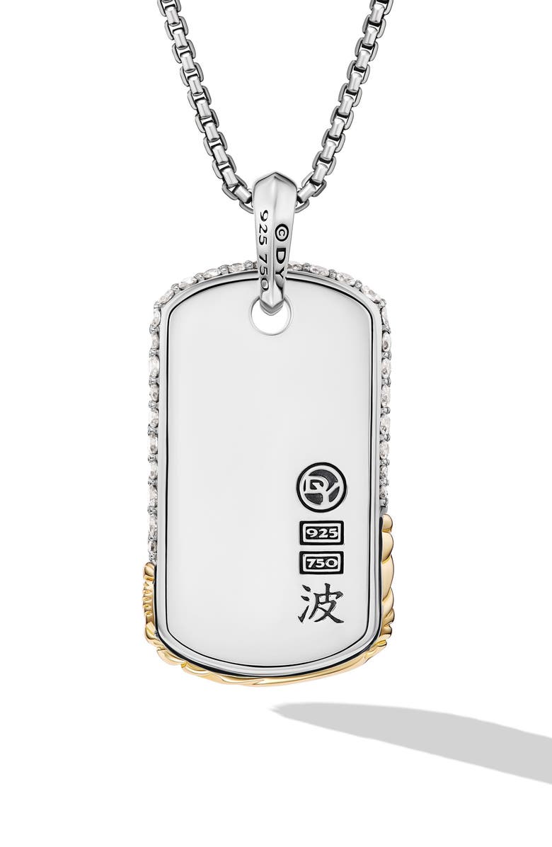 David Yurman Waves Tag Enhancer with Diamonds, 20mm, Alternate, color, Sterling Silver/ Yellow Gold