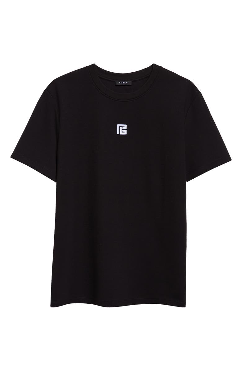 Balmain Embroidered PB Logo T-Shirt, Alternate, color, Black/ White