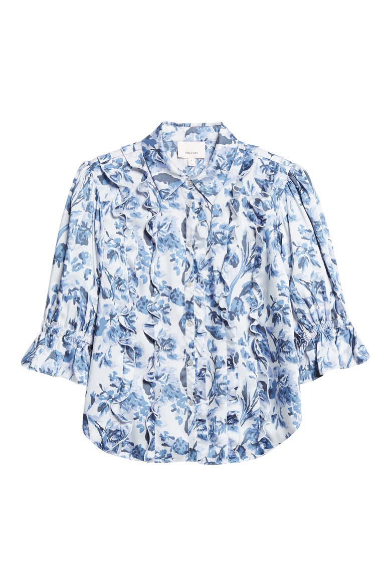 Midnight Floral Print Button-Up Shirt, Alternate, color, NIGHT TIDE MULTI