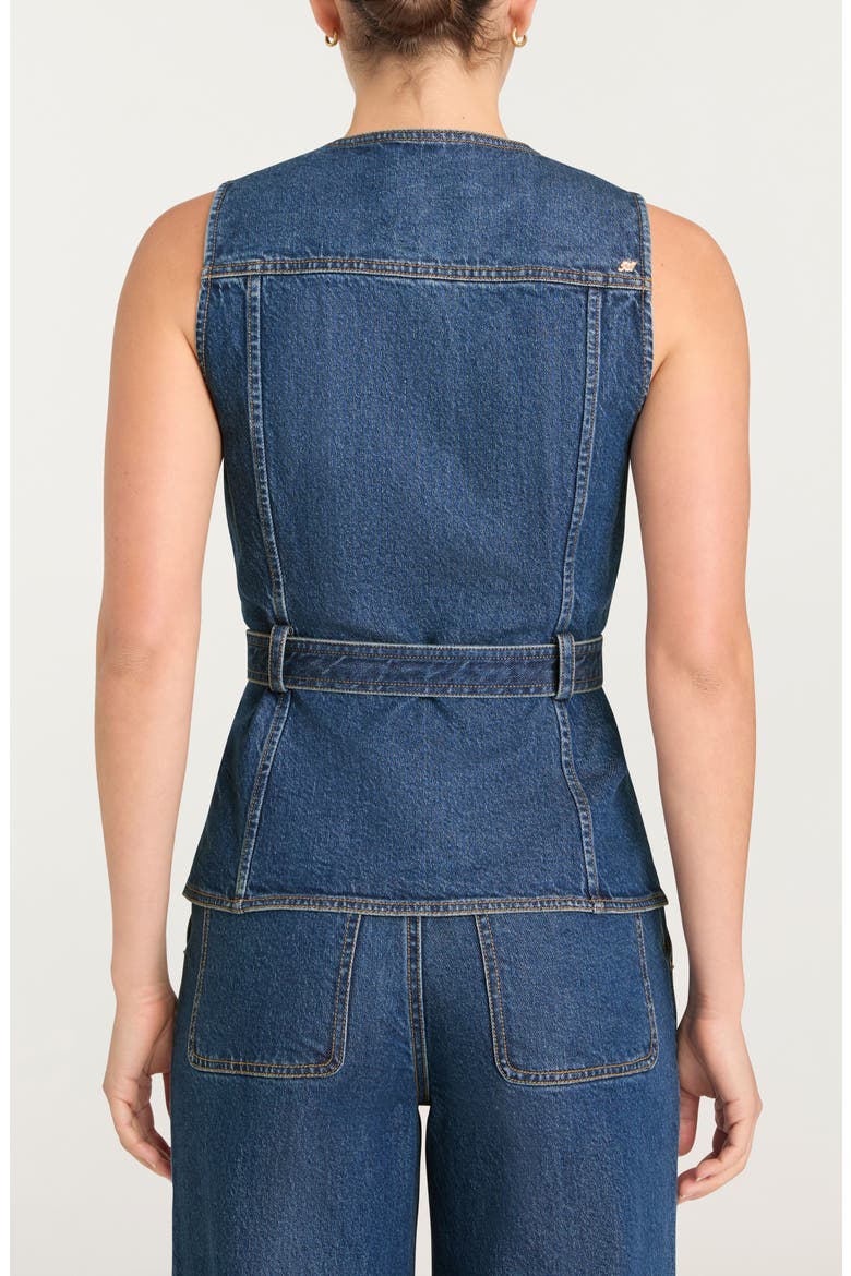 Reenee Tie Waist Denim Vest, Alternate, color, TIDE