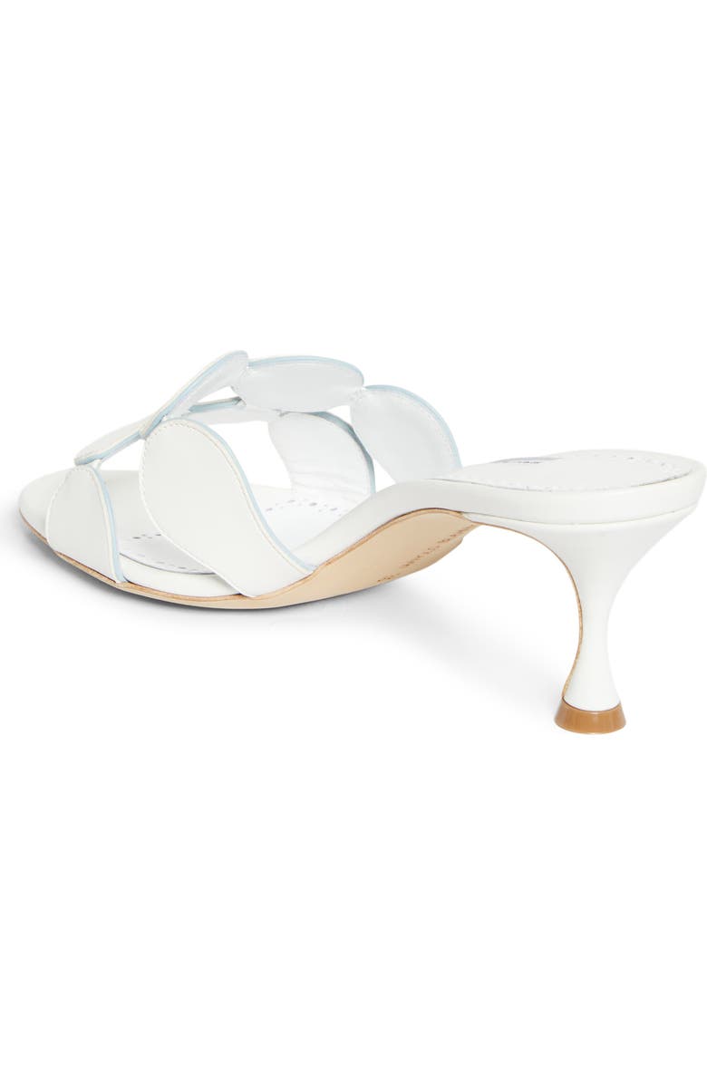 Manolo Blahnik Haribalmu Kitten Heel Sandal, Alternate, color, White/ Light Blue