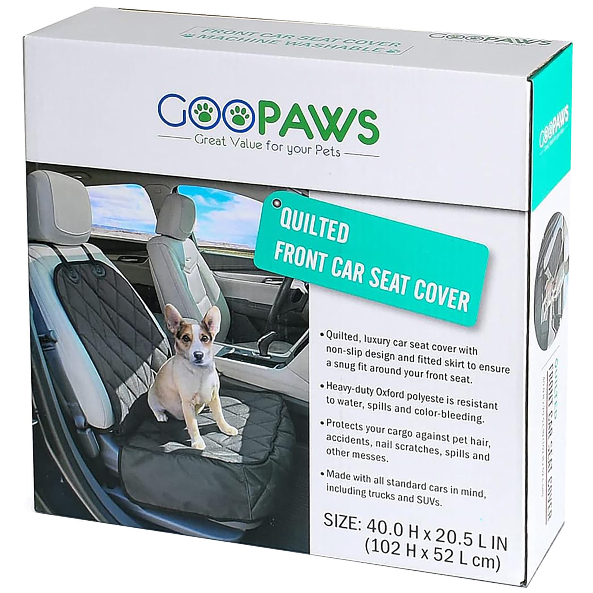 JESPET Quilted Pet Front Car Seat Cover Dog Travel Protection in Multicolored 