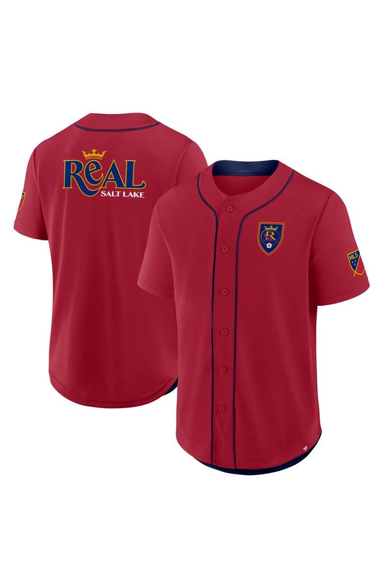 FANATICS Men's Fanatics Red Real Salt Lake Injury Time Baseball Jersey, Main, color, 