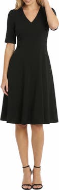 Maggy London V-Neck Short Sleeve Fit & Flare Dress