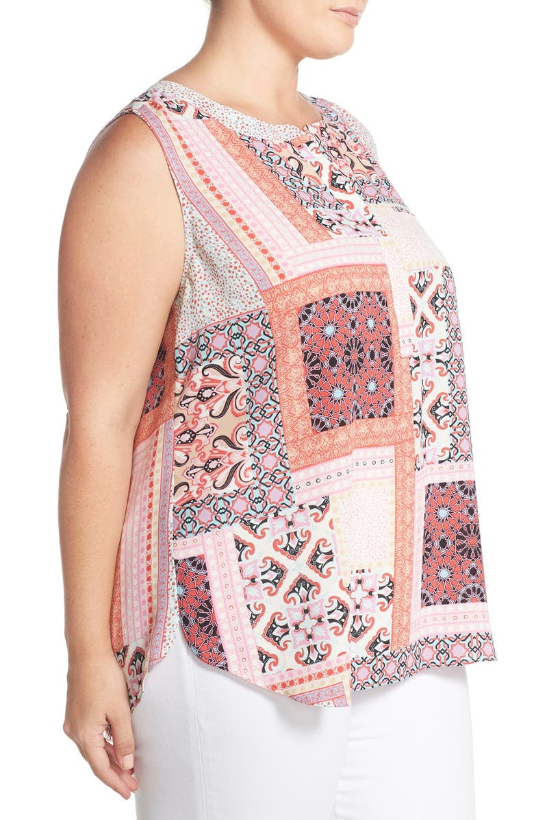 NYDJ Print Pleat Back Sleeveless Top, Alternate, color, Arabesque Patchwork Pink