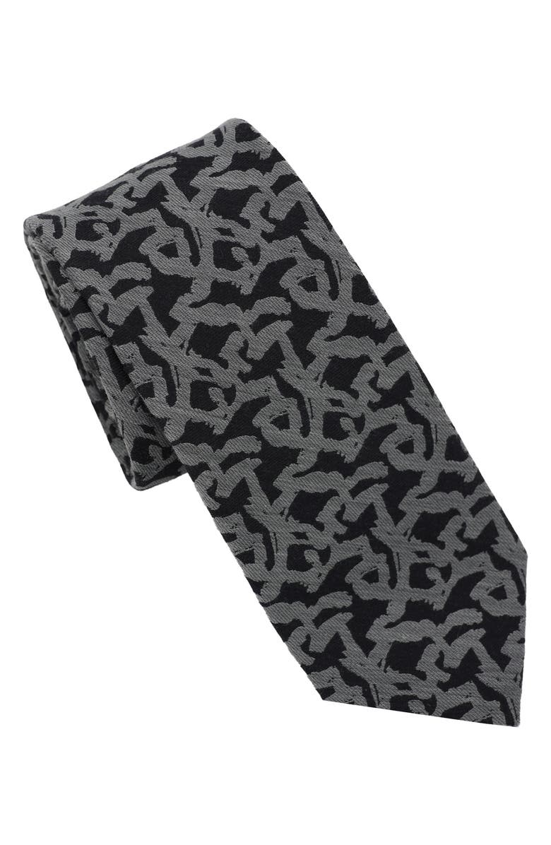 KARL LAGERFELD PARIS Abstract Sketch Tie, Main, color, Black/ Silver