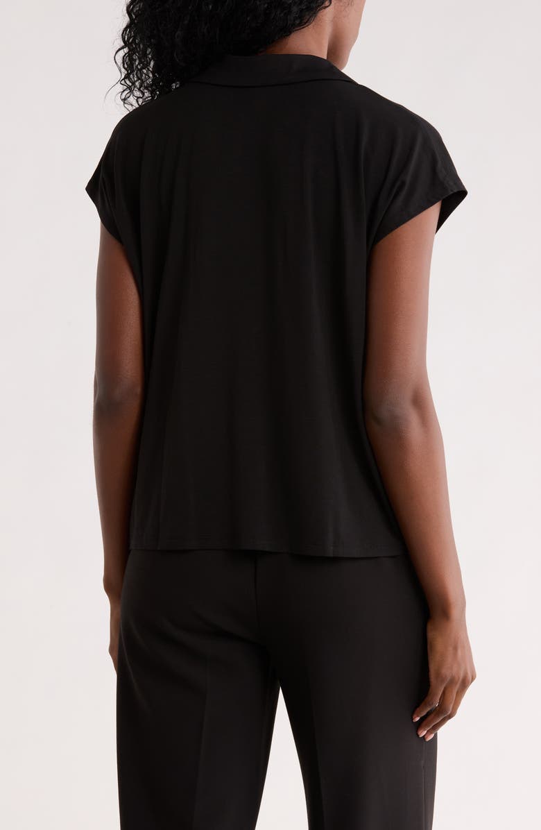 Eileen Fisher Boxy Cap Sleeve Jersey Top, Alternate, color, Black