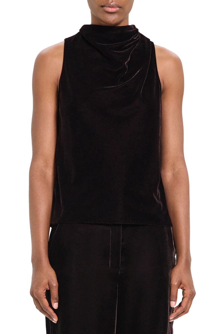 Sleeveless Cowl Neck Stretch Velvet Top, Main, color, MINK