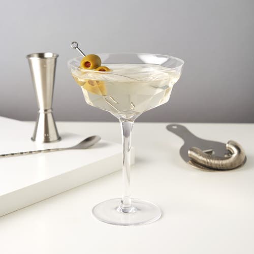 Viski Seneca Crystal Faceted Martini Glasses Set Of 2 In Clear