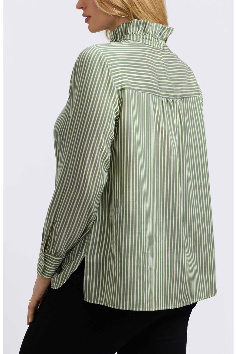 Sadie Stripe Ruffle Button-Up Shirt, Alternate, color, BASIL MULTI