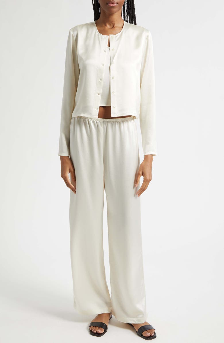 LESET Barb Button-Up Crewneck Cardigan, Alternate, color, Creme