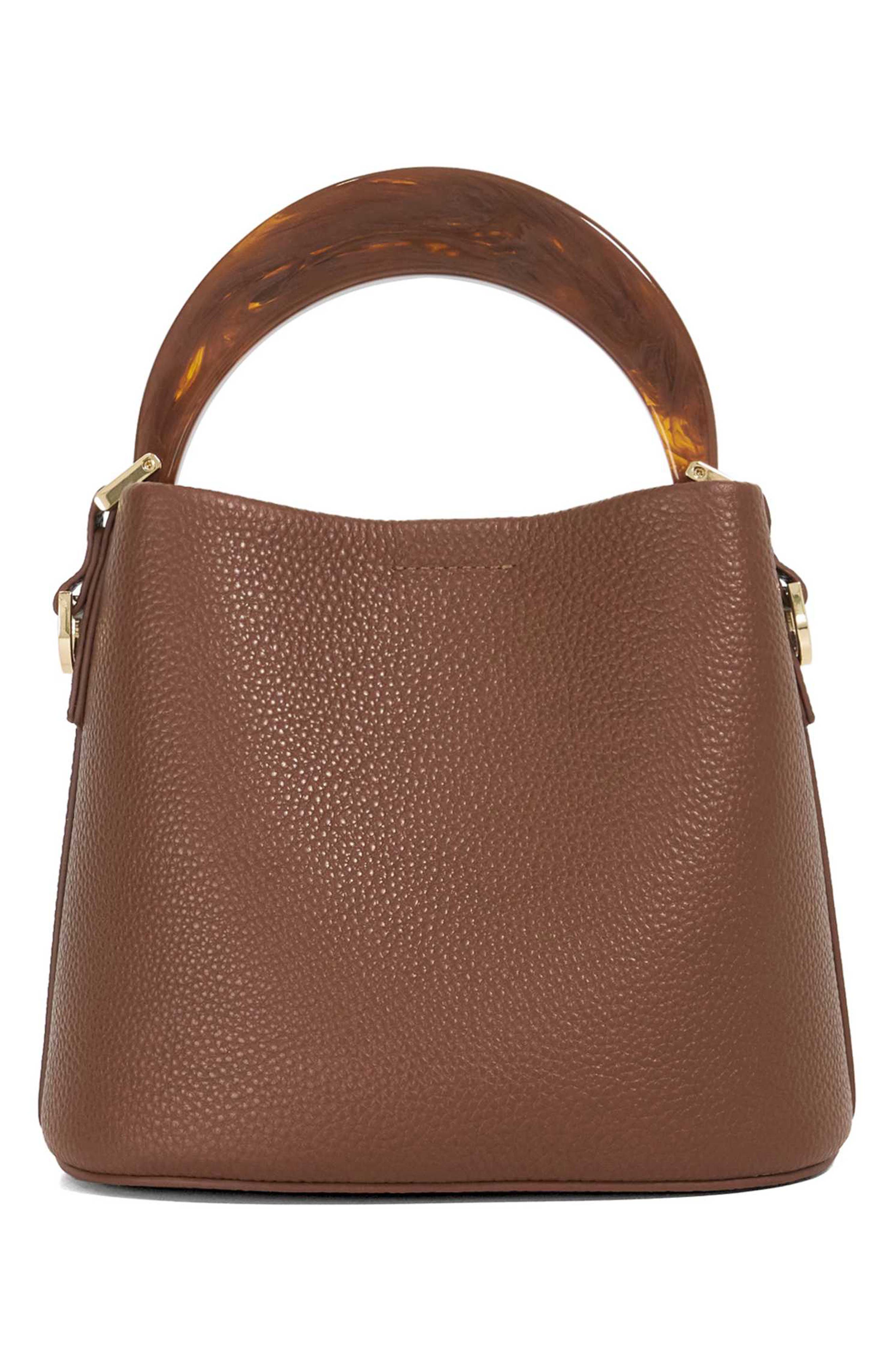 Dharla Leather Top Handle Bag, Alternate, color, BROWN